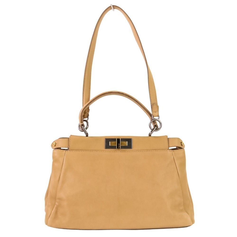 Fendi brown Peekaboo beige shoulder Handbag bag Brown Tan